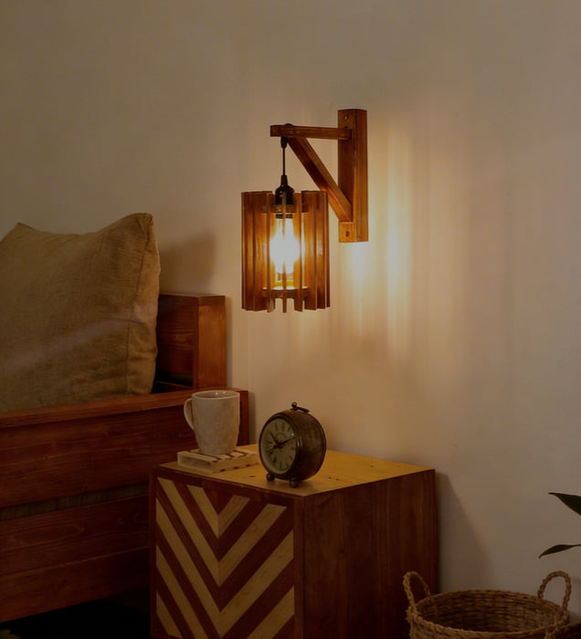 Ventus L Brown Wooden Wall Light