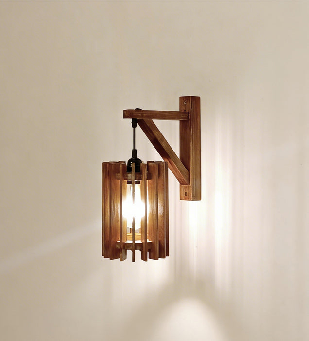 Ventus L Brown Wooden Wall Light