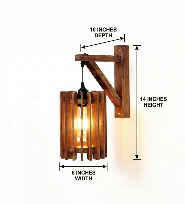 Ventus L Brown Wooden Wall Light