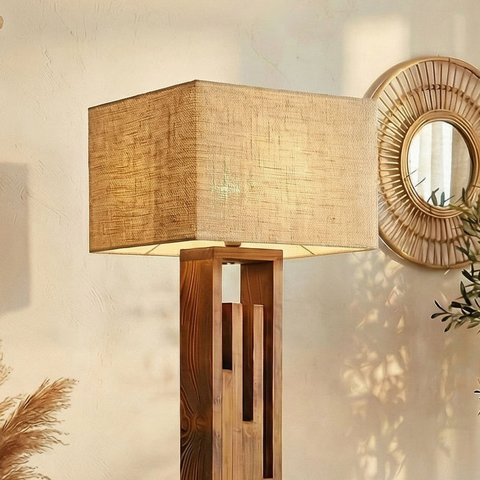 Victoria Wooden Floor Lamp with Jute Lampshade