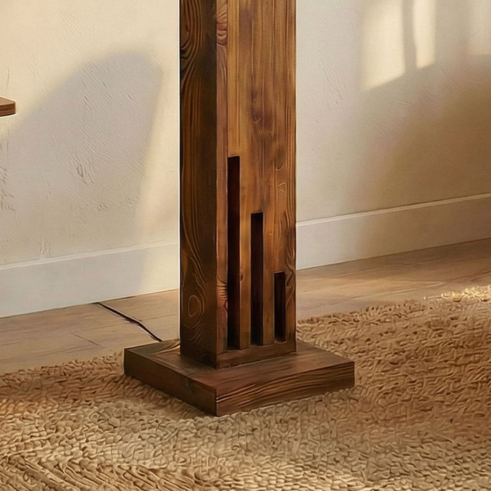 Victoria Wooden Floor Lamp with Jute Lampshade