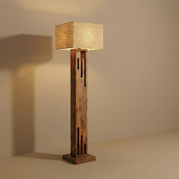 Victoria Wooden Floor Lamp with Jute Lampshade