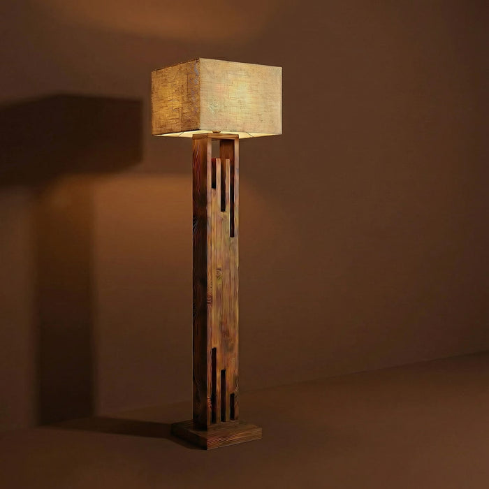 Victoria Wooden Floor Lamp with Jute Lampshade