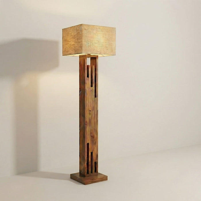 Victoria Wooden Floor Lamp with Jute Lampshade