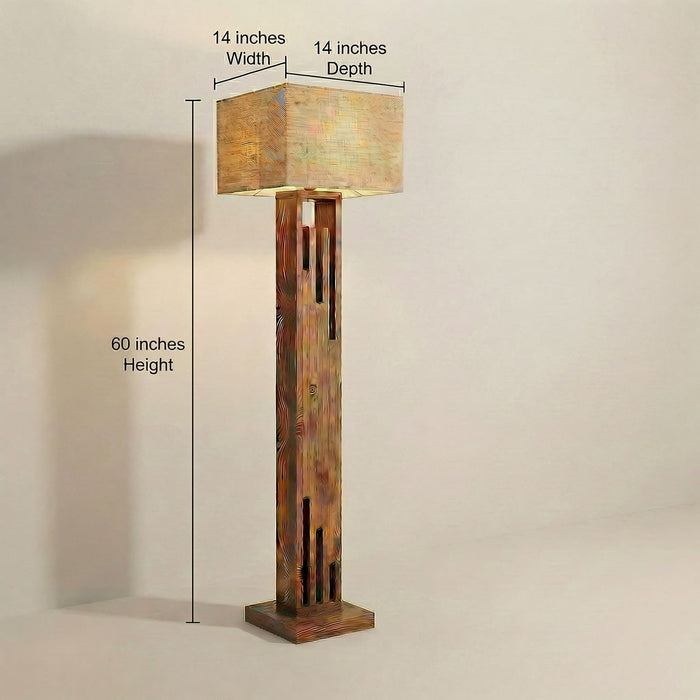 Victoria Wooden Floor Lamp with Jute Lampshade
