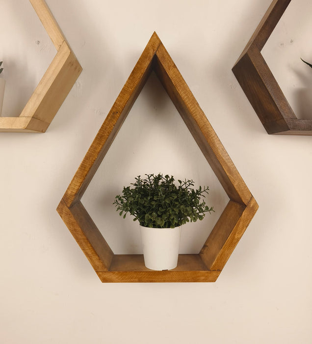 WILLIAM III Diamond Shaped Set of 3 Wooden Wall Shelves