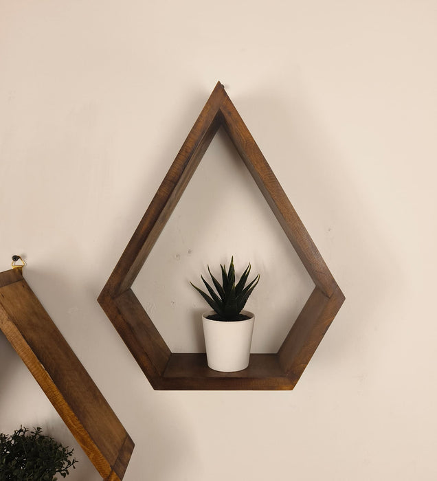 WILLIAM III Diamond Shaped Set of 3 Wooden Wall Shelves