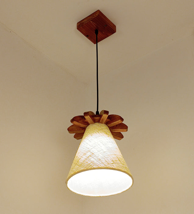 Whirl Beige & Brown Wooden Single Hanging Lamp