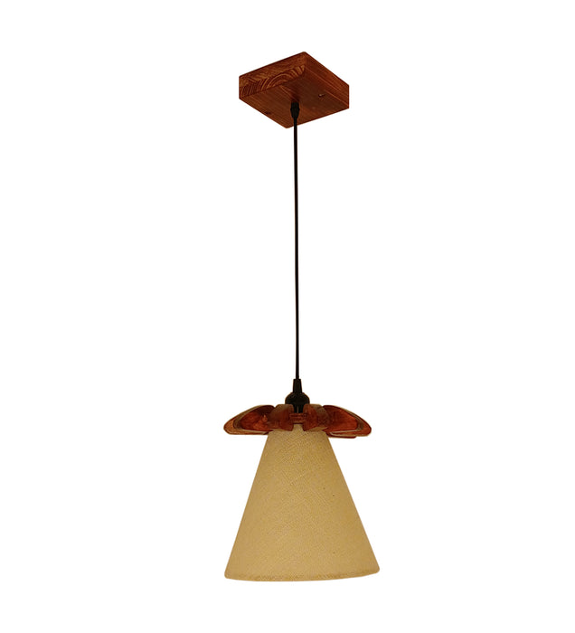 Whirl Beige & Brown Wooden Single Hanging Lamp