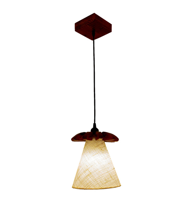 Whirl Beige & Brown Wooden Single Hanging Lamp