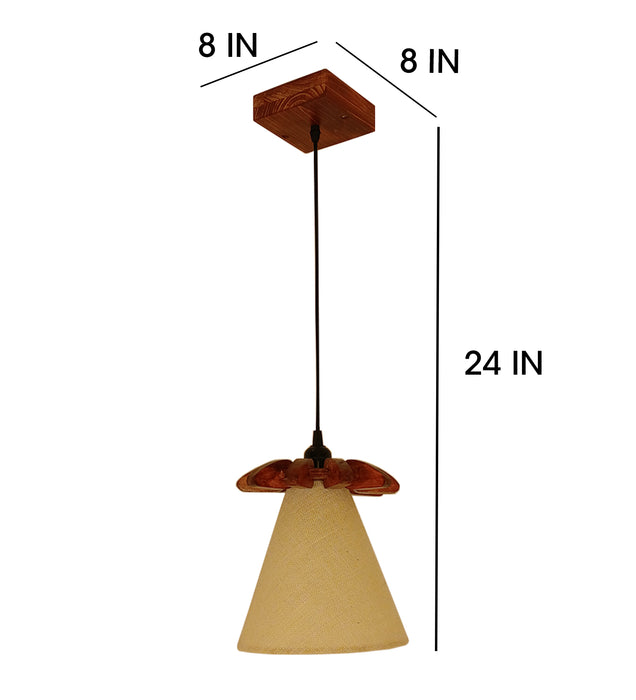 Whirl Beige & Brown Wooden Single Hanging Lamp