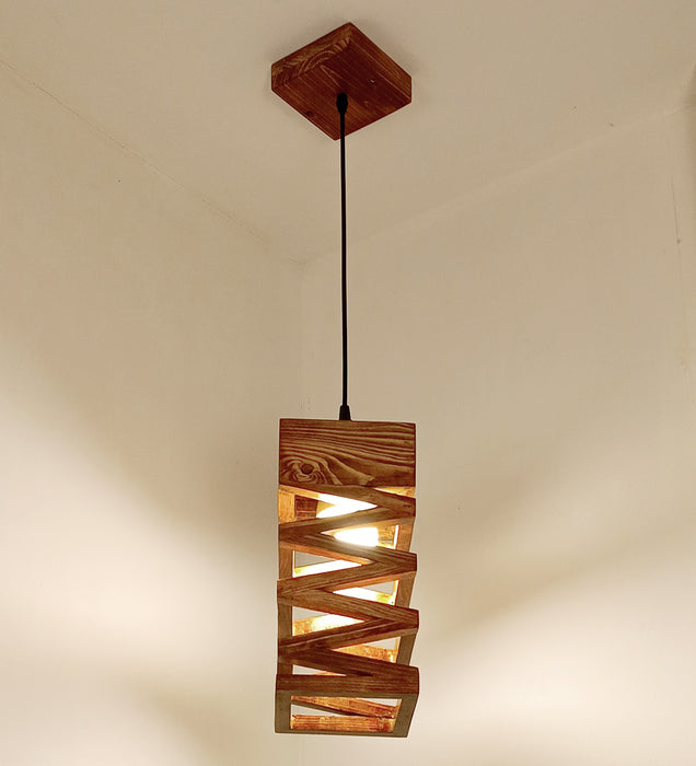 Wiggle Brown Wooden Single Hanging Lamp