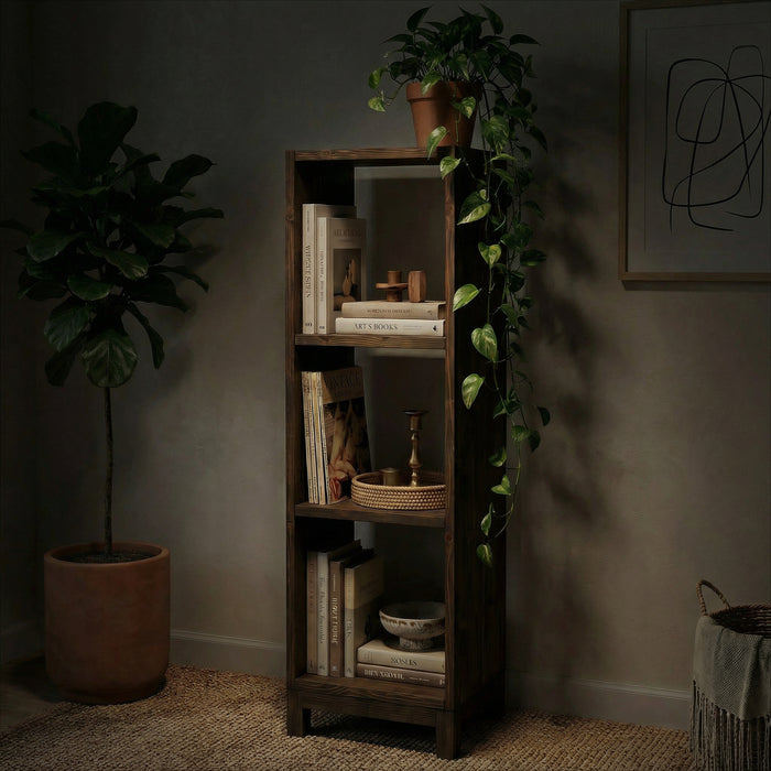 Zac 3 Tier Solid Brown Wood End Table