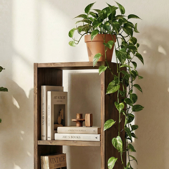 Zac 3 Tier Solid Brown Wood End Table