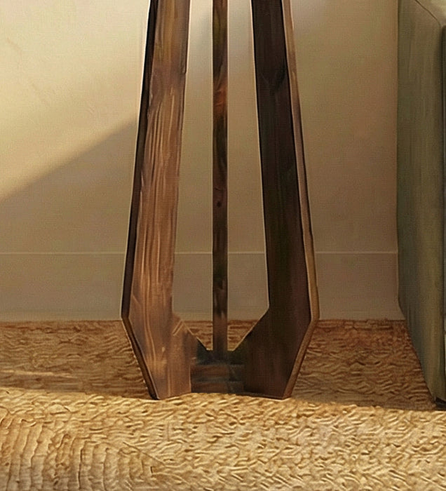 Zoe Wooden Floor Lamp with Brown Base and Jute Fabric Lampshade