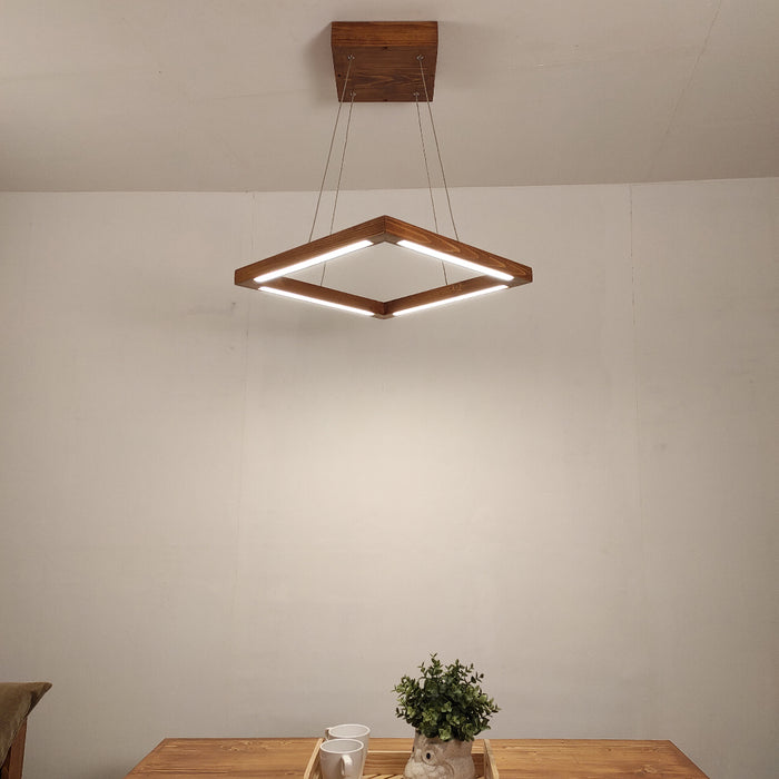 Atrium Brown Square LED Hanging Lamp