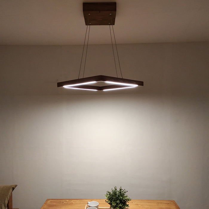 Atrium Brown Square LED Hanging Lamp