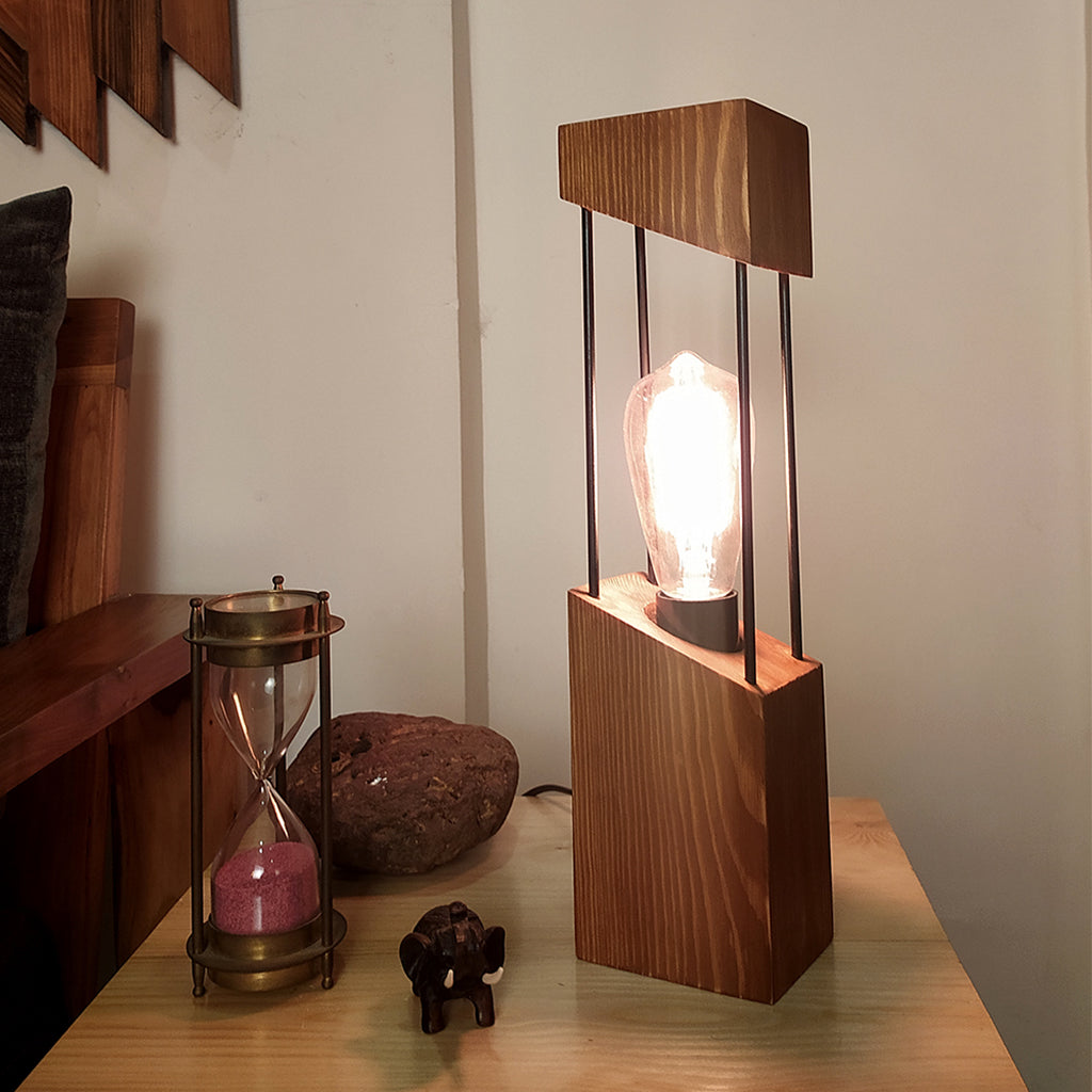 Diagon Wood and Metal Table Lamp - Main Image