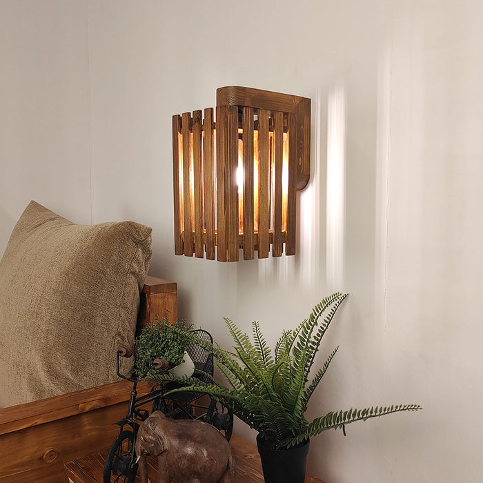 Elegant Brown Wooden Wall Light