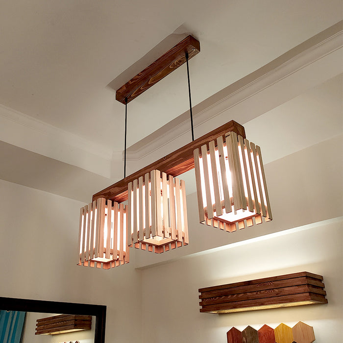 Elegant Beige & Brown Wooden Series Hanging Lamp