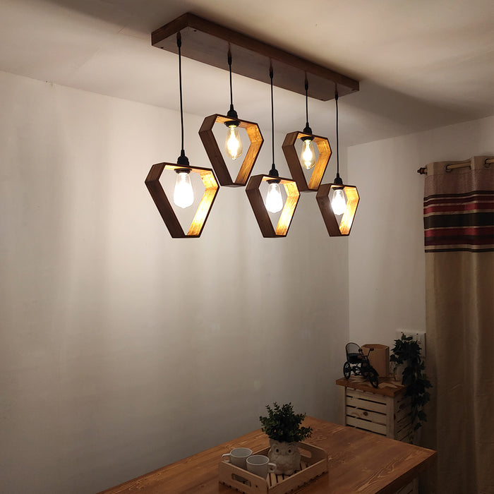 Hexad Brown 5 Series Hanging Lamp
