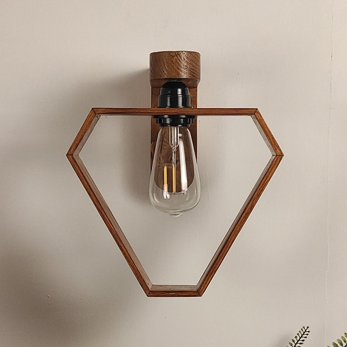 Hexad Brown Wooden Wall Light