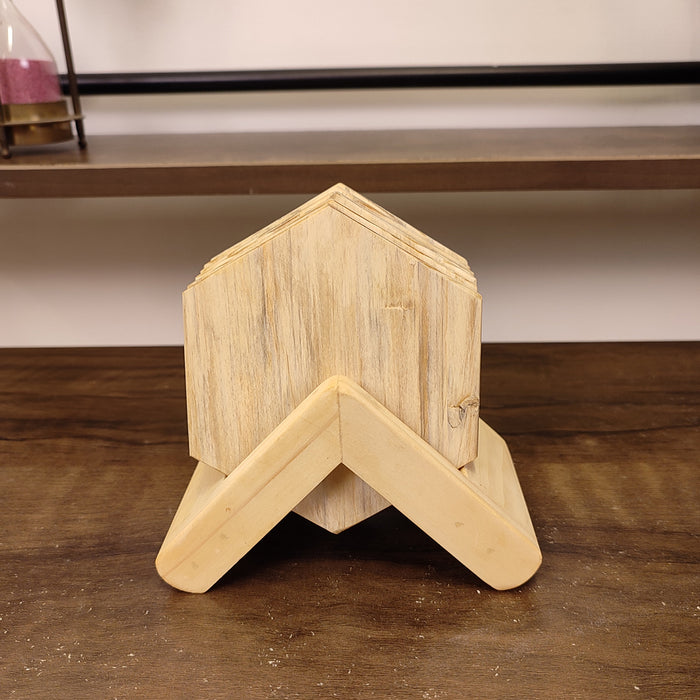 Hexagon Wooden Coaster Set
