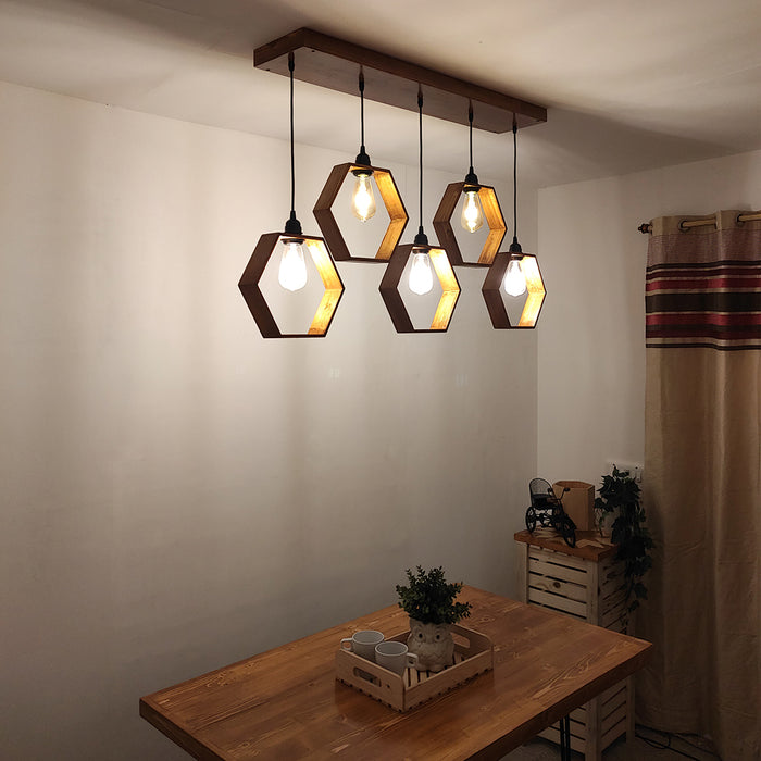 Hexagram Brown 5 Series Hanging Lamp
