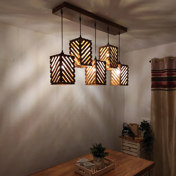 Oblique Brown 5 Series Hanging Lamp