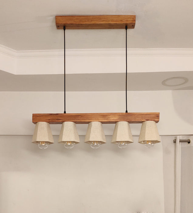 Hexa Brown Series Hanging Lamp with Beige Fabric Lampshades