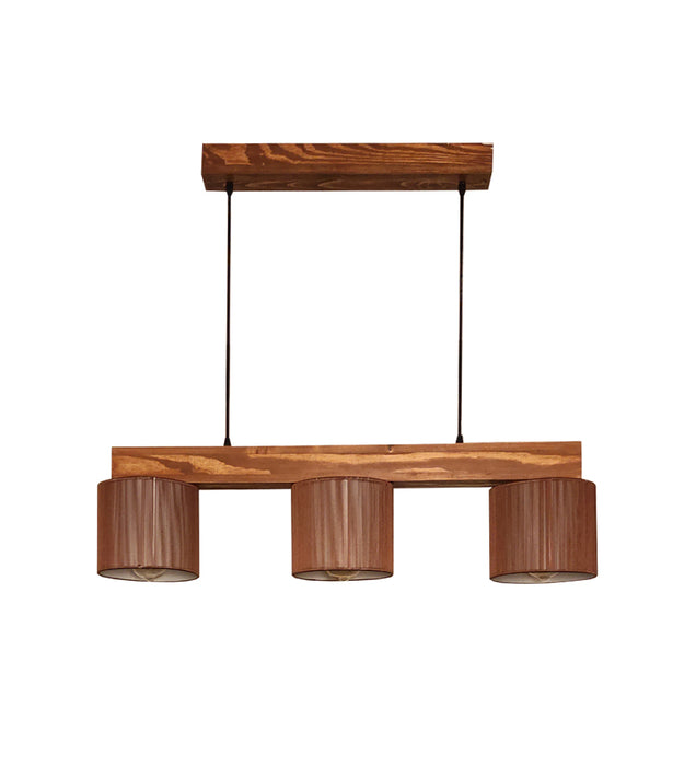 Tiga Brown Wooden Series Hanging Lamp with Brown Fabric Lampshades