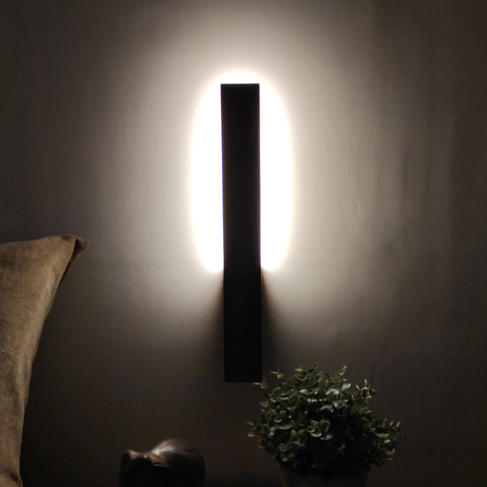 Slimline Brown Wooden LED Wall Light