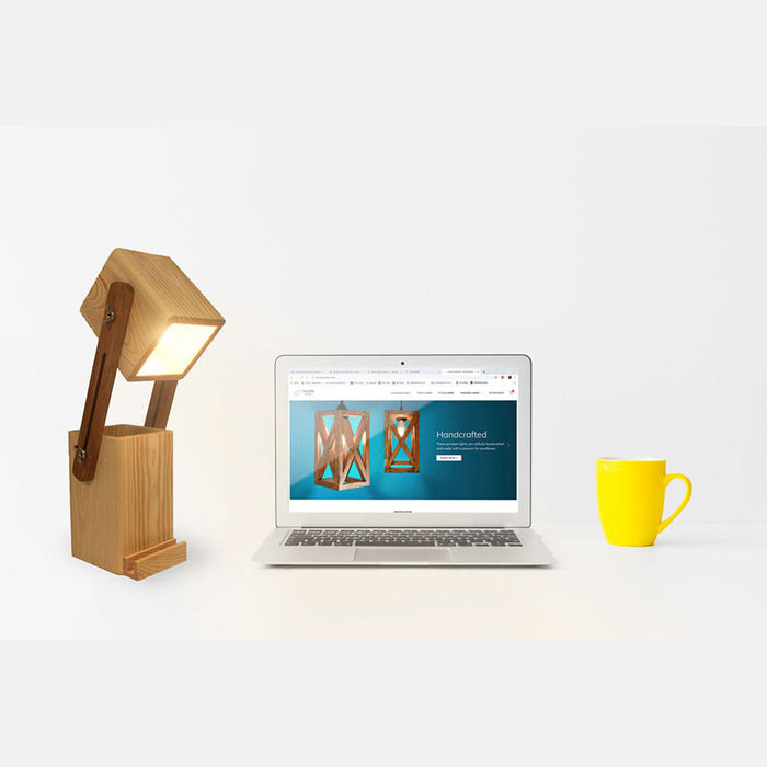 Toby Wooden Table Lamp With Desk Organiser