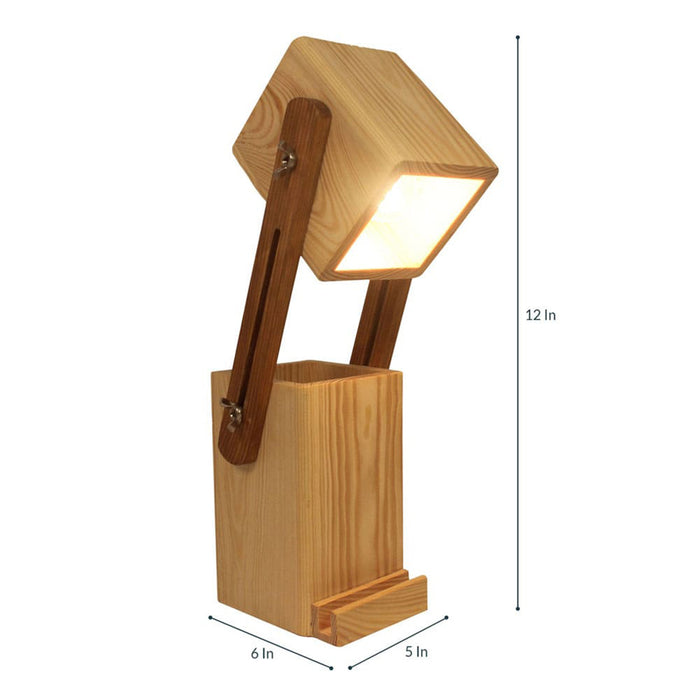 Toby Wooden Table Lamp With Desk Organiser