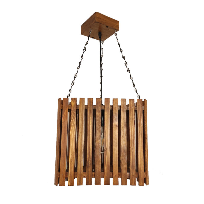 Trikona Wooden Single Hanging Lamp