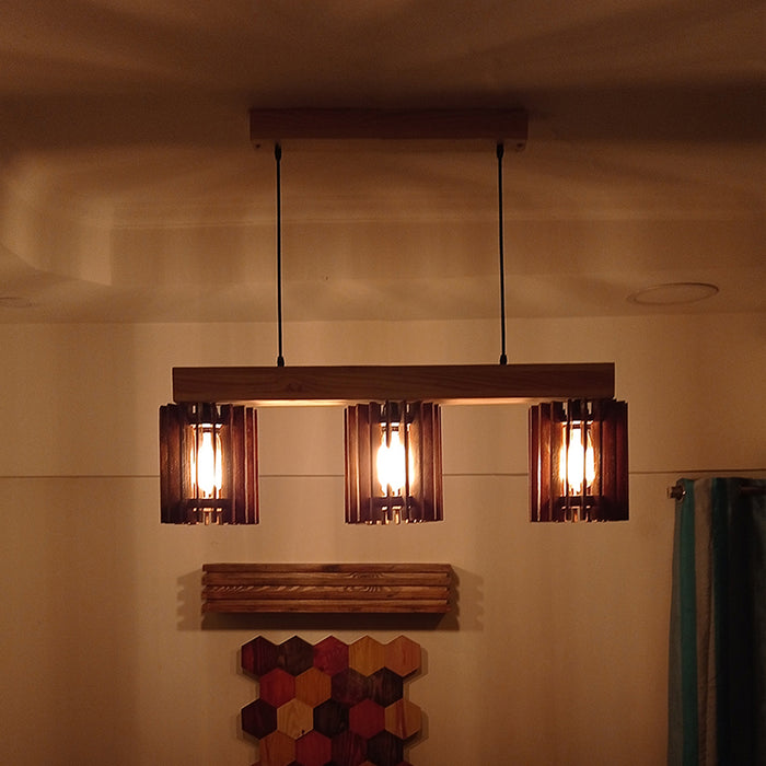 Ventus Brown & Beige Wooden Series Hanging Lamp